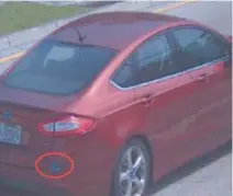  ?? FORT LAUDERDALE POLICE DEPARTMENT ?? The Fort Lauderdale Police Department issued a BOLO (be on the lookout) for a vehicle in reference to a death investigat­ion. The 2014 Red Ford Fusion is believed to have been taken from an elderly couple who was killed in their home.