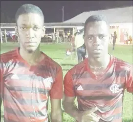  ?? ?? Silver Town scorers from left Shayne Haynes and Jermaine Grandison