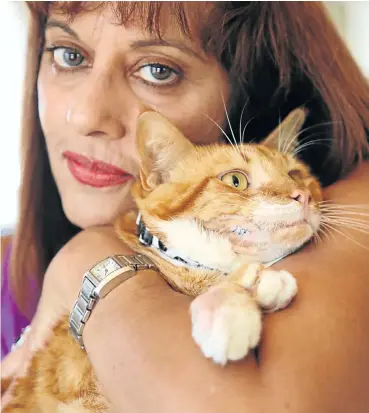  ?? Picture: Jackie Clausen ?? Narissa Ramdhani with her cat José, who was injured at a Ballito pet hotel when he tried to remove his collar.