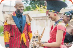  ??  ?? A match made in heaven for Uhuru (Thapelo Mokoena) and Thandi (Reyneke) as they tie the knot on Broken Vows.