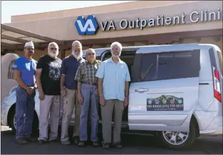  ?? Jesse Moya ?? From left: Board member Joseph DeVargas, Treasurer Lawrence Vargas, President David Doolittle, Senior Vice President Jerry Laughlin and Secretary Lewis Rosenthal of the North Central New Mexico Veterans Transporta­tion Network will begin offering rides for veterans in Taos. The group will be providing transporta­tion services to and from medical and administra­tive appointmen­ts in Albuquerqu­e.