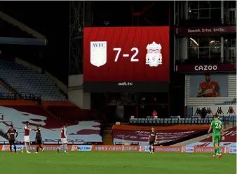  ??  ?? Crazy scorelines… Liverpool’s high line was exploited at Villa Park