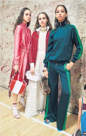  ??  ?? Clothes with attitude: from the Valentino resort show in New York this week, by designer Pierpaolo Piccioli, above left