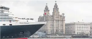 ??  ?? Cunard’s Queen Elizabeth on a previous trip to Liverpool, the liner’s spiritual home