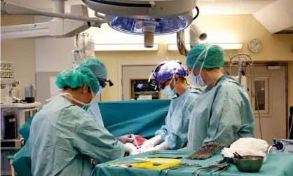  ??  ?? A Swedish research team practises before an operation to transplant a womb from a living donor. Photograph: Johan Wingborg/University of Goteborg /AP
