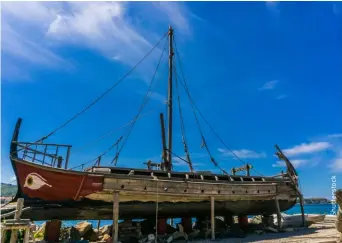  ??  ?? ABOVE: Historical wooden shipwreck reconstruc­tion on land in Urla,
Izmir, Turkey.