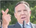  ??  ?? Coalition Avenir du Québec Leader François Legault said if immigrants don’t speak French, the language will eventually disappear in Montreal.