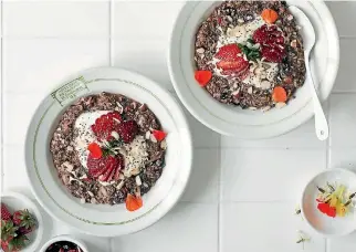  ??  ?? Left-over quinoa and rice chocolate and berry breakfast bowl.
