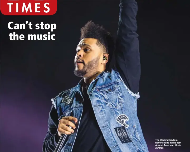  ??  ?? The Weeknd leads in nomination­s at The 48th Annual American Music Awards