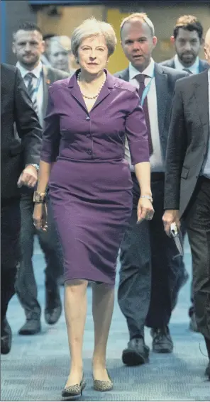  ?? PICTURES: PA WIRE. ?? EQUALITY MOVE: Prime Minister Theresa May arrives at the Conservati­ve Party annual conference in Birmingham, were she praised the civil partnershi­ps for heterosexu­al couples.