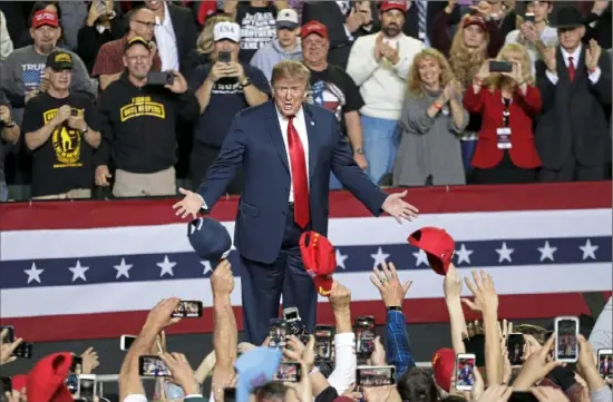  ?? Eric Gay/Associated Press ?? President Donald Trump arrives to speak at a rally at the El Paso County Coliseum on Monday in El Paso, Texas.