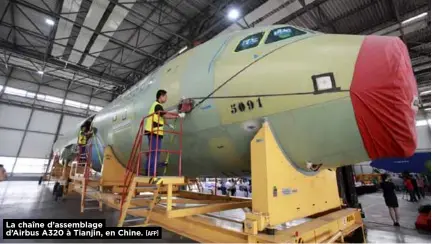  ?? [AFP] ?? La chaîne d’assemblage d’Airbus A320 à Tianjin, en Chine.