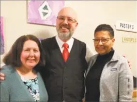  ?? Contribute­d photos ?? Facilitato­rs for the series “White Privilege, Let's Talk” are, from left, Rev. Sara Krhla, Church of Christ Congregati­onal in Goshen; Conrad Sienkiewic­z of Trinity Episcopal Church and Rev. Rhonda Myers of United Congregati­onal Church.