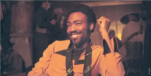  ??  ?? Donald Glover as Lando Calrissian in a scene from Solo: A Star Wars Story.