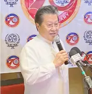  ?? ?? PHOTOGRAPH BY RAFFY AYENG FOR THE DAILY TRIBUNE FEDERATION of Filipino Chinese Chambers of Commerce and Industry Inc. president Dr. Cecilio Pedro says they support wage hikes if carefully decided and implemente­d.