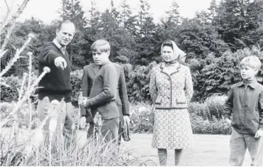  ??  ?? The Duke of Edinburgh and the Queen with Prince Andrew, left, and Prince Edward in 1972