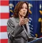  ?? Matt Kelley/Associated Press ?? Vice President Kamala Harris announced new requiremen­ts Thursday for how federal agencies use AI technology.