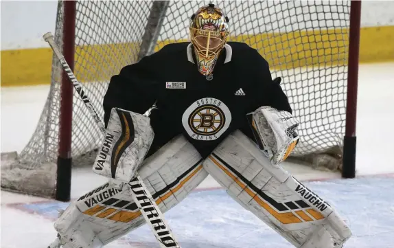  ?? NAncy lAnE / hErAld stAFF ?? ‘MIND WAS SPINNING’: Bruins goaltender Tuukka Rask revealed Wednesday the reason he left the bubble was because his ‘daughter wasn’t doing so well at that point and they had to call an ambulance.’