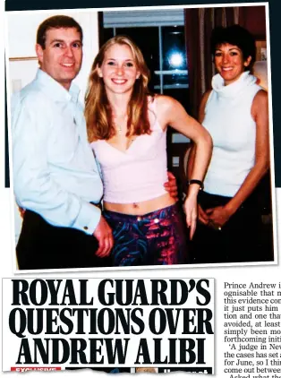  ??  ?? ACCUSATION­S: Virginia Roberts with David Boies, above left. Left: The 2001 picture of her with Andrew and Ghislaine Maxwell. Below: Last week’s MoS