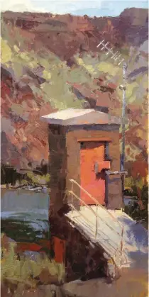  ??  ?? Lyn Boyer, The Gauging Station, oil, 16 x 8"