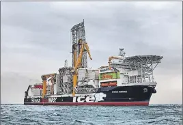  ?? © STENA DRILLING PHOTO ?? The drill ship Stena IceMax has been contracted by Shell to do explorator­y drilling. The company’s first well, Cheshire, drilled about 250 kilometres offshore in a deep-water area called the Shelburne Basin.