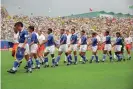  ??  ?? The teams take to the pitch at the Cotton Bowl. Photograph: Neal Simpson/EMPICS Sport