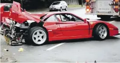  ?? YOUTUBE ?? This damaged Ferrari that hit a utility pole could cost B.C. taxpayers close to a million dollars.