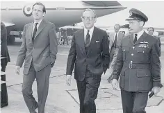  ?? ?? In 1971 as defence minister, left, with Lord Carrington, centre. Top, in the Lords, 1975