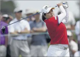  ?? FRANK FRANKLIN II/ASSOCIATED PRESS ?? Inbee Park is on the brink of history at the U. S. Women’s Open at Southampto­n, N.Y. In the lead after three rounds, she could become the first woman to win the first three majors of the year.