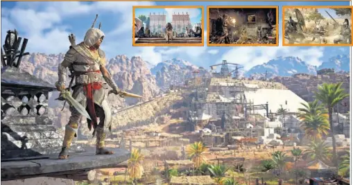  ??  ?? VIAJE AL ANTIGUO EGIPTO. Bayek, el protagonis­ta de la última aventura de Assassin´s, explora grandes monumentos históricos.