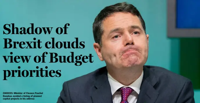  ??  ?? CHOICES: Minister of Finance Paschal Donohoe avoided a listing of planned capital projects in his address