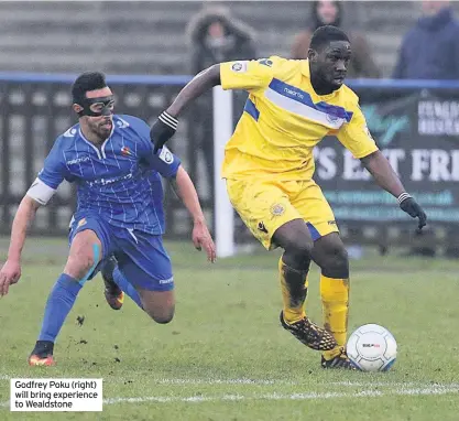  ??  ?? Godfrey Poku (right) will bring experience to Wealdstone