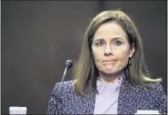  ?? JONATHAN ERNST — POOL VIA AP ?? Supreme Court nominee Amy Coney Barrett on the third day of her confirmati­on hearings before the Senate Judiciary Committee on Capitol Hill in Washington on Wednesday.