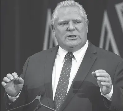  ?? CRAIG ROBERTSON / POSTMEDIA NEWS ?? Ontario Premier Doug Ford’s use of the constituti­on’s notwithsta­nding clause has created a political firestorm.