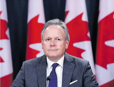  ?? JUSTIN TANG / THE CANADIAN PRESS ?? Bank of Canada Governor Stephen Poloz expects housing to begin recovery this quarter.