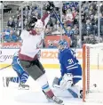  ?? AP ?? Avalanche right wing Valeri Nichushkin celebrates his goal against Toronto.