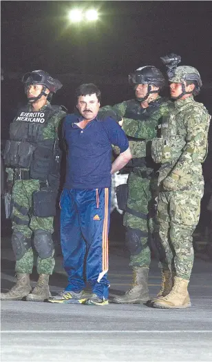  ??  ?? Joaquín Guzmán Loera ‘El Chapo’ fue recapturad­o en enero. El presidente Enrique Peña Nieto afirma que se está haciendo todo lo posible para acelerar su extradició­n a los Estados Unidos.. /