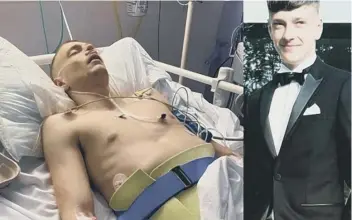  ??  ?? Remik in his hospital bed and (right) before the crash (below)