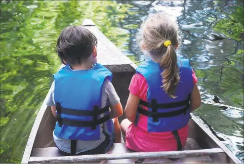  ?? Contribute­d photo / Contribute­d photo ?? Two summer campers enjoy time on the water at Camp Argo in Orange, which will not open this summer.