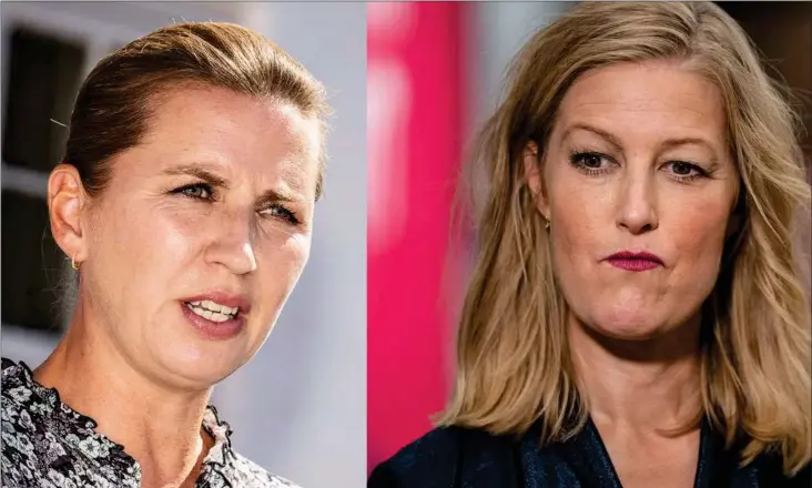  ?? FOTO: JENS DRESLING ?? Sofie Carsten Nielsen ( R) ( th.) truer stadig regeringen Mette Frederikse­n med et mistillids­votum, hvis der ikke udskrives valg senest ved Folketinge­ts åbning 4. oktober.