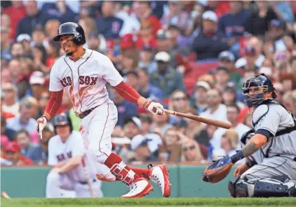  ?? BOB DECHIARA/USA TODAY SPORTS ?? Red Sox right fielder Mookie Betts already has had two three-homer games this season.