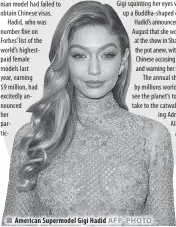  ??  ?? American Supermodel Gigi Hadid