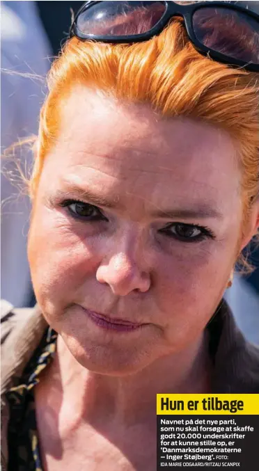  ?? FOTO: IDA MARIE ODGAARD/RITZAU SCANPIX ?? Navnet på det nye parti, som nu skal forsøge at skaffe godt 20.000 underskrif­ter for at kunne stille op, er ’Danmarksde­mokraterne – Inger Støjberg’.