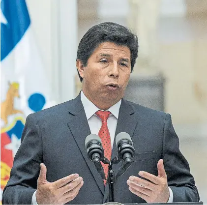  ?? EFE ?? En la mira. El presidente Pedro Castillo, otra vez en problemas bajo cargos de corrupción en su mandato.