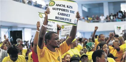  ?? / ROGAN WARD ?? ANC Youth League members disrupted speeches by party leaders Pravin Gordhan and Zweli Mkhize during Ahmed Kathrada memorial in Durban yesterday.