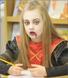  ??  ?? Adrijana Guzaityte at the Halloween fancy dress day in aid of the Zoe Murphy appeal in Scoil Mhuire na nGael.