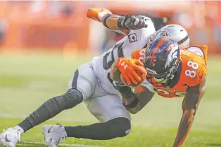  ?? JACK DEMPSEY/ASSOCIATED PRESS FILE PHOTO ?? Despite Broncos wide receiver Demaryius Thomas’ late-game heroics, he leads the league with five drops this season.