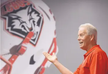  ?? GREG SORBER/JOURNAL ?? Bob Davie discusses the arrival of his eighth season as New Mexico football coach Tuesday. The veteran of three decades in the profession said, “as soon as you think about getting fired … you’re gonna get fired.”