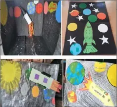  ??  ?? Some of the space-themed work by third and fourth class pupils.