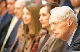  ?? Gregg Ellman/Star-Telegram via AP ?? ■ William Alvin “Tex” Moncrief Jr. sits with family and friends Nov. 19, 2012 during a ceremony for the opening of new Moncrief Cancer Institute in Fort Worth, Texas. Moncrief, a Texas wildcatter who helped build a father-son venture into a multi-billion-dollar business over more than 70 years in the oil and gas industry, has died at age 101. A spokeswoma­n for Moncrief Oil confirmed his death to The Associated Press Wednesday.